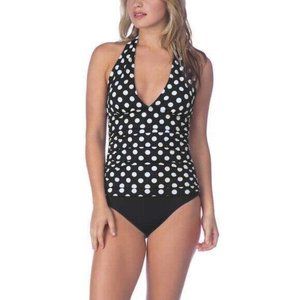 2 BAMBOO Women's Plunged One Piece Swimsuit, BLACK, LARGE
